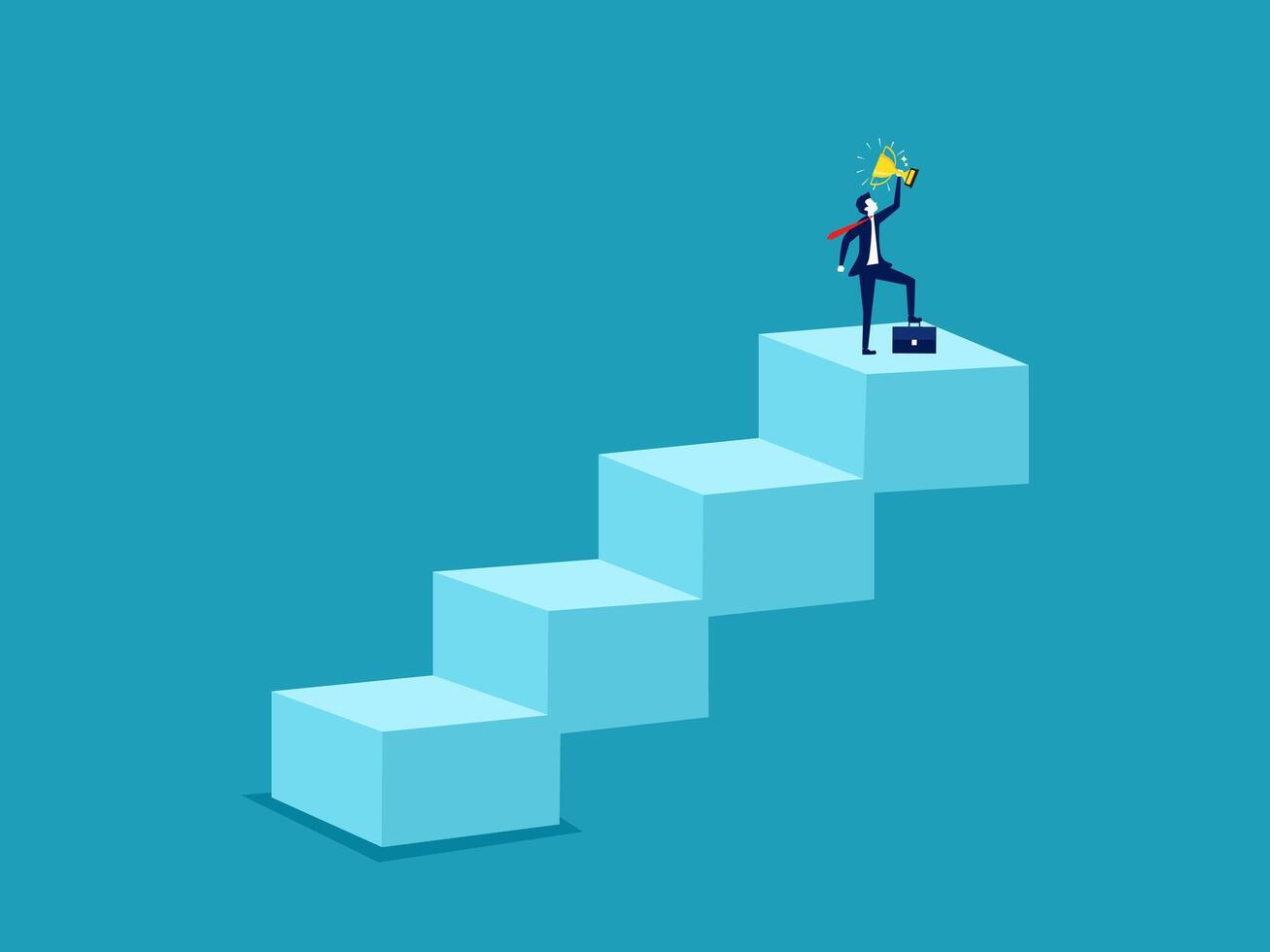 businessman standing on top of a stairway with a star vector