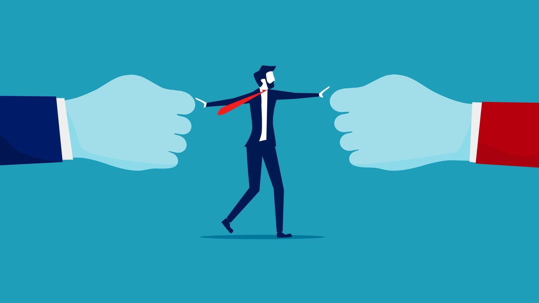two hands are holding a man in a suit vector