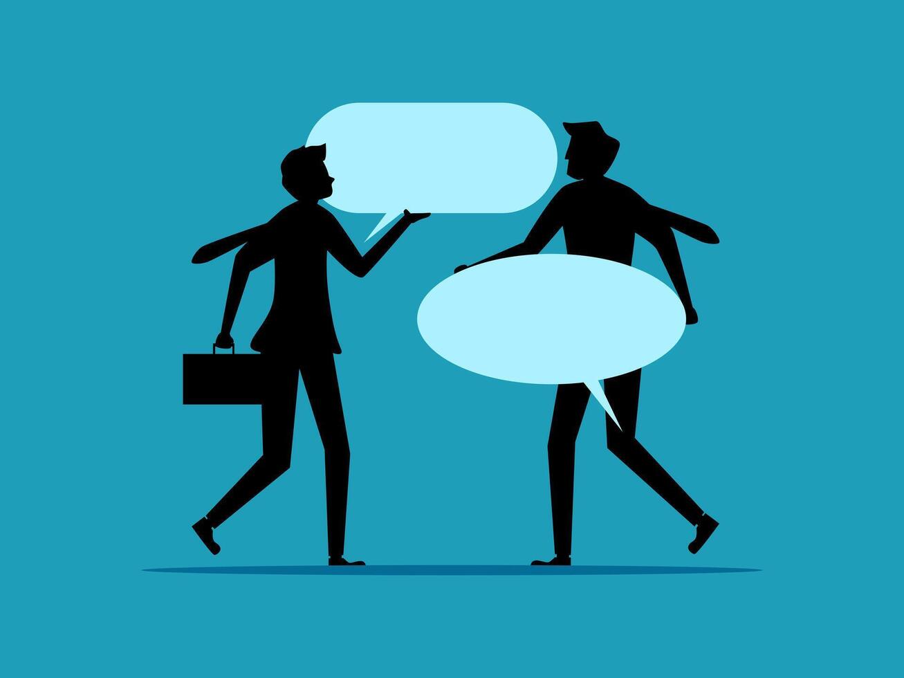 two business people talking with speech bubbles vector