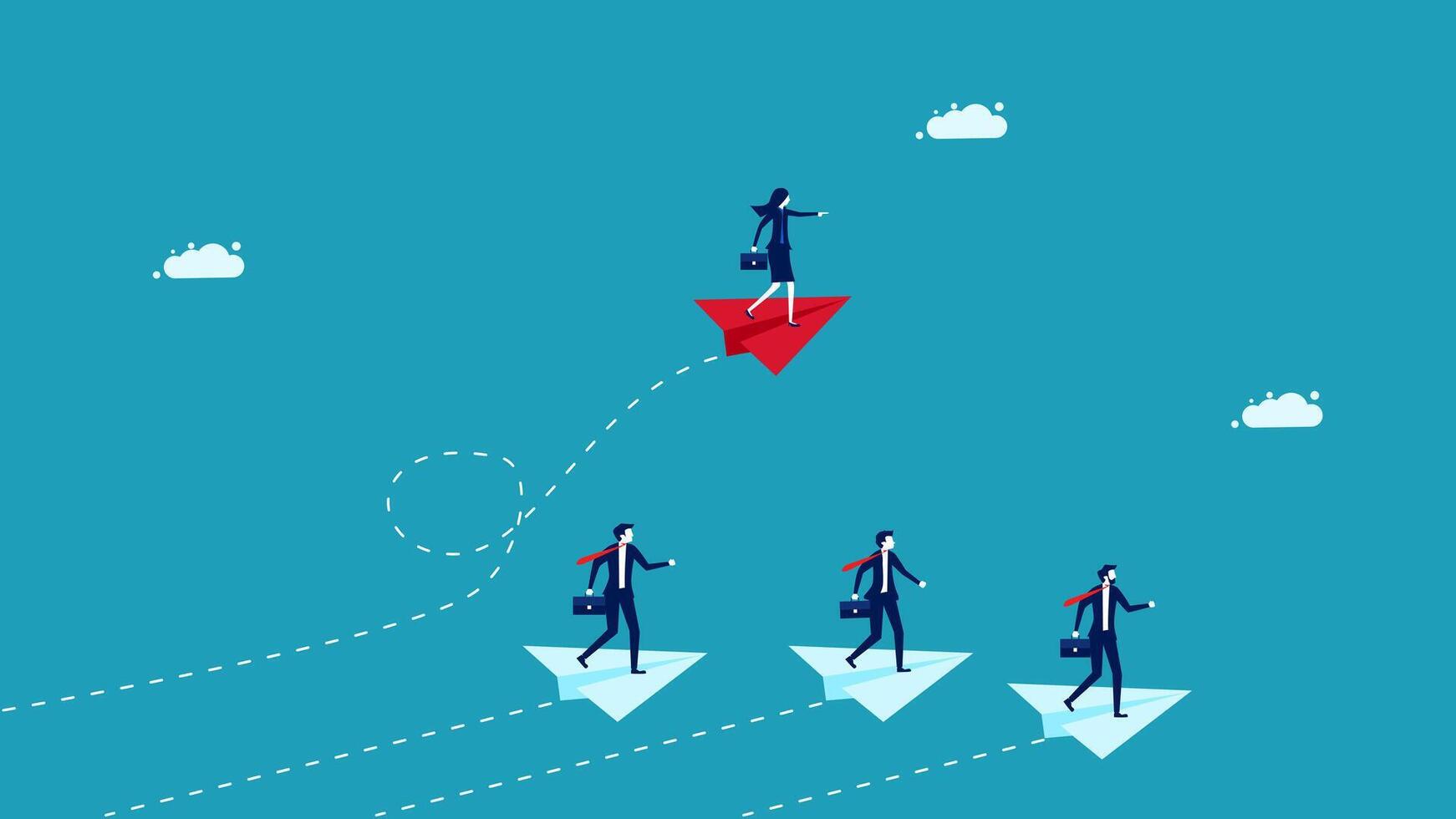 people walking on a red arrow to get to the top vector