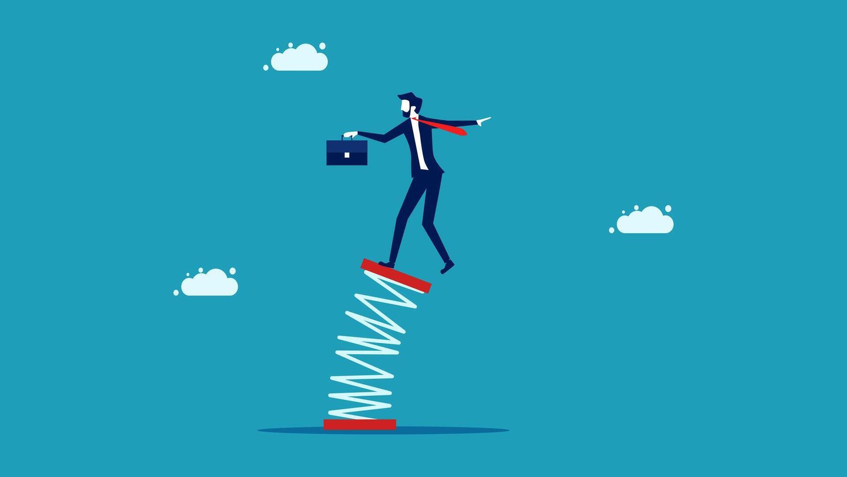 businessman climbing up the ladder of success vector