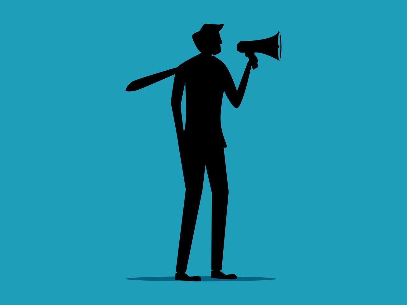silhouette of a man with a megaphone vector