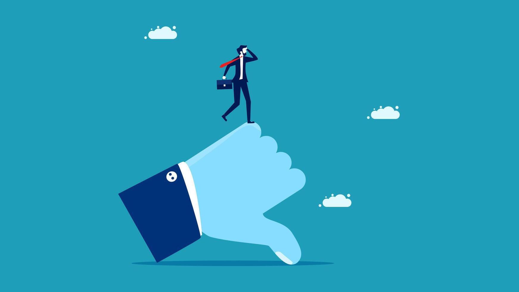 a person standing on a thumb and holding a briefcase vector