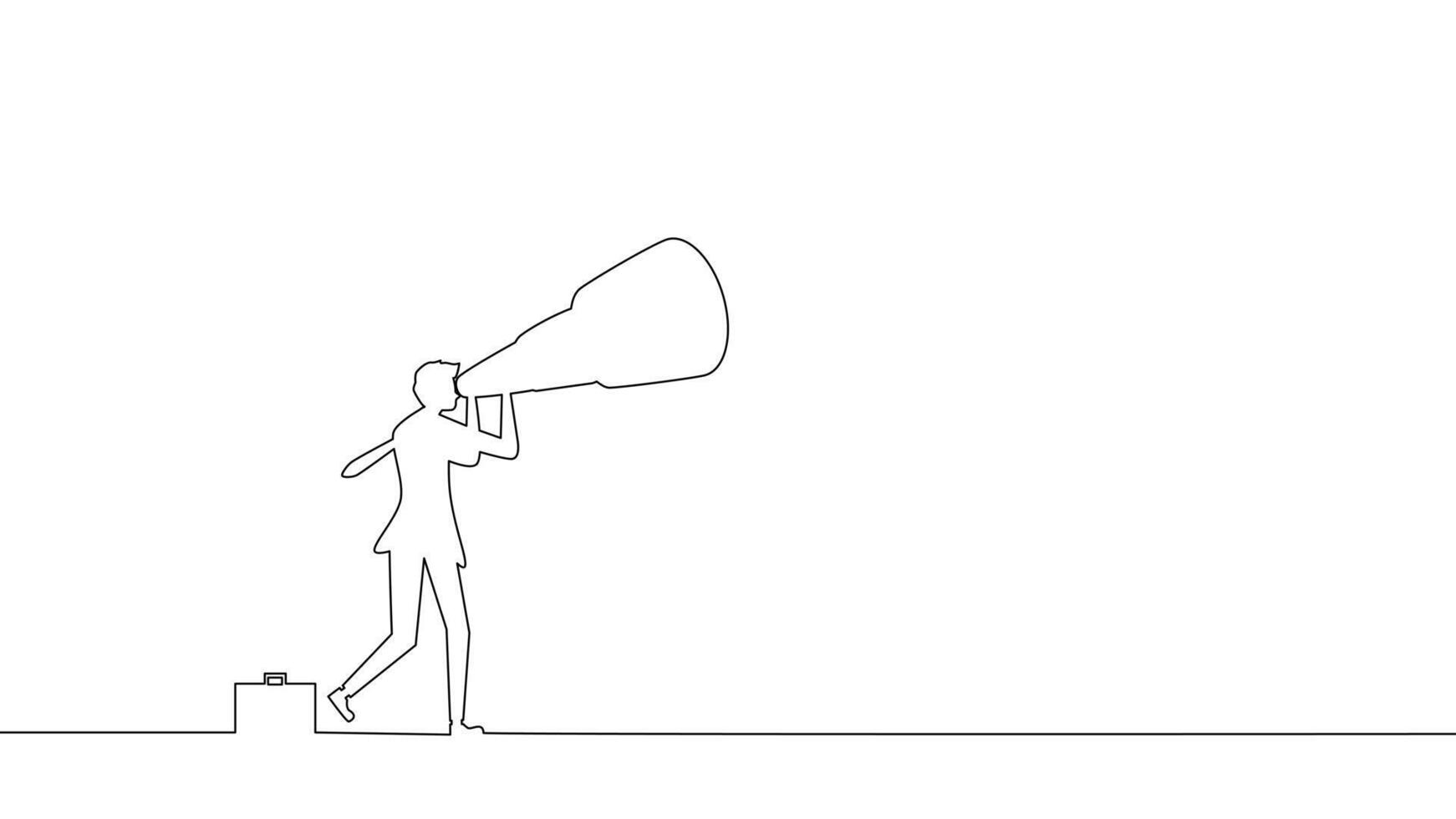 one line drawing of a woman with a megaphone vector