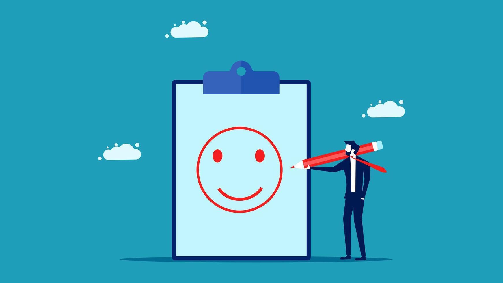 businessman with clipboard and smiley face on it vector