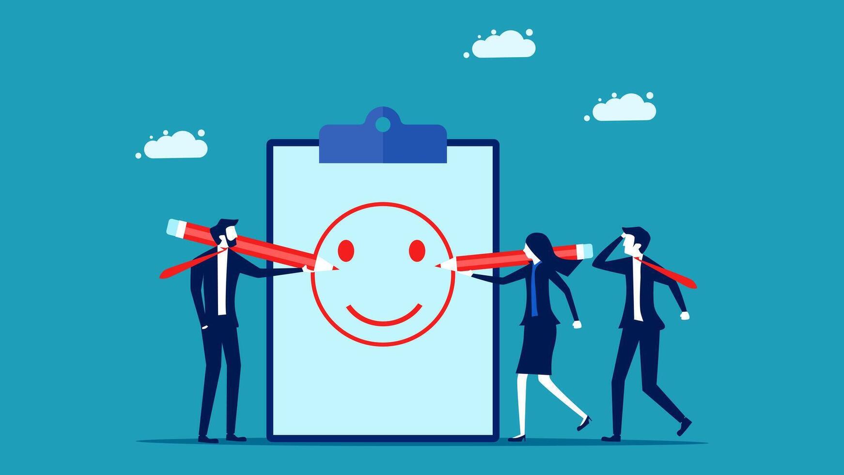 business people with smiley face on a clipboard vector