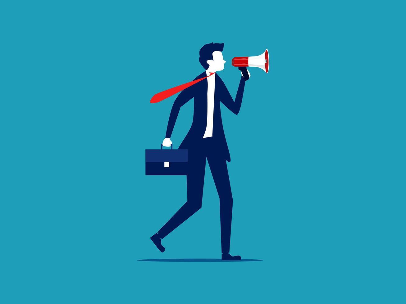 businessman with briefcase and megaphone vector