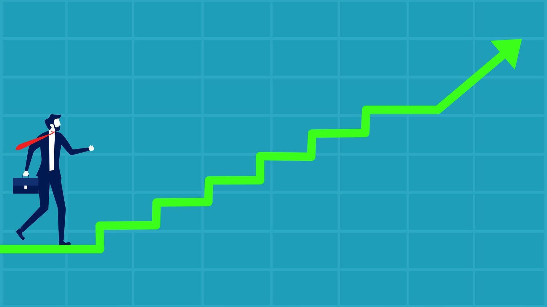 businessman climbing up the stairs to success vector