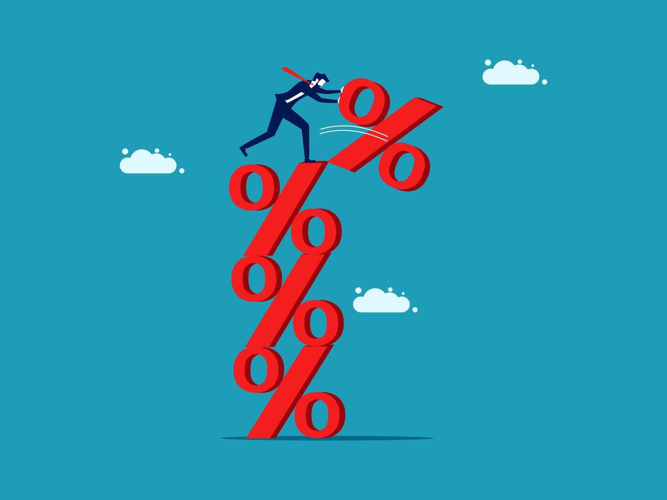 businessman climbing up the percent sign vector