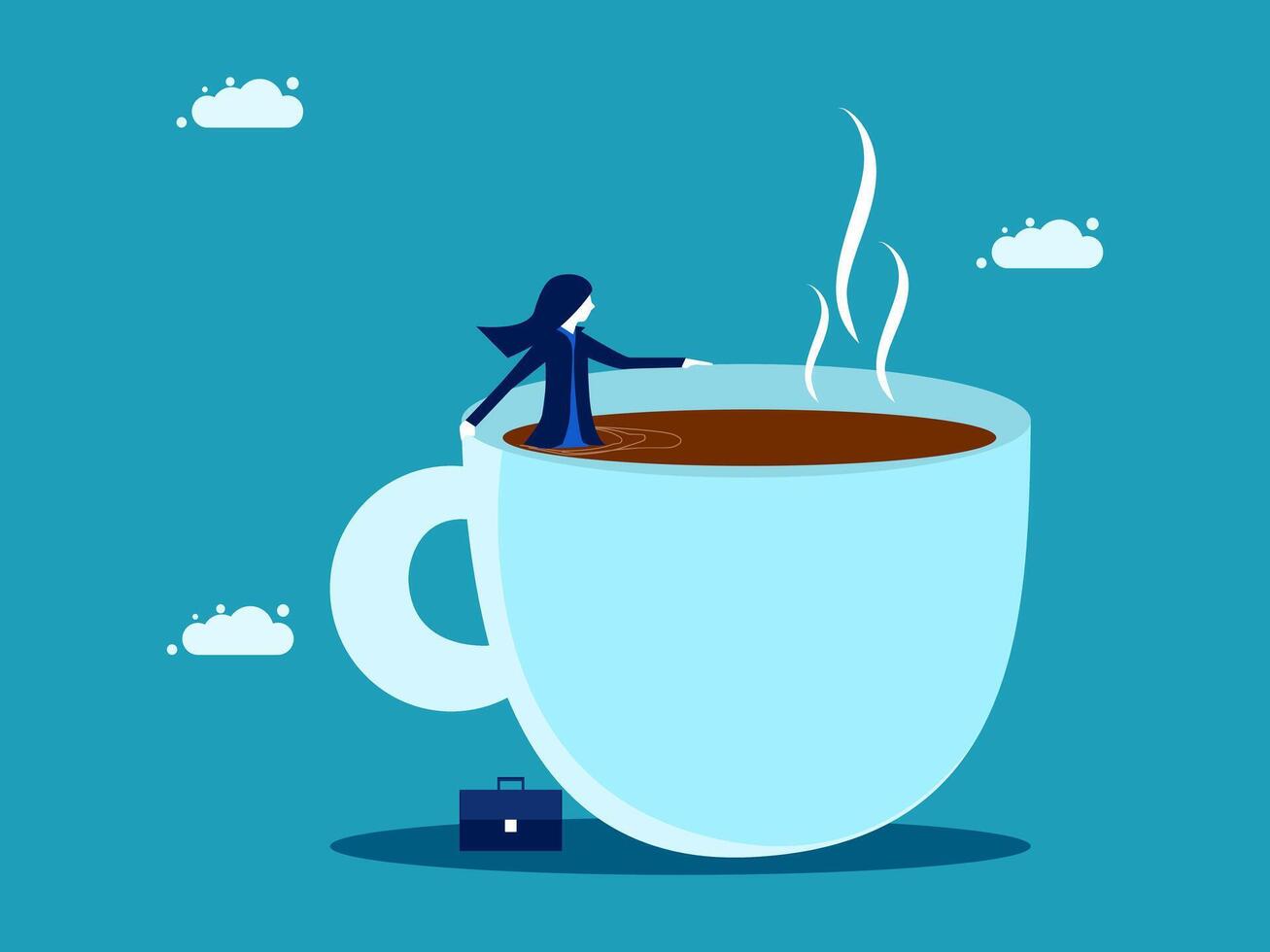 businesswoman in a coffee cup with steam vector