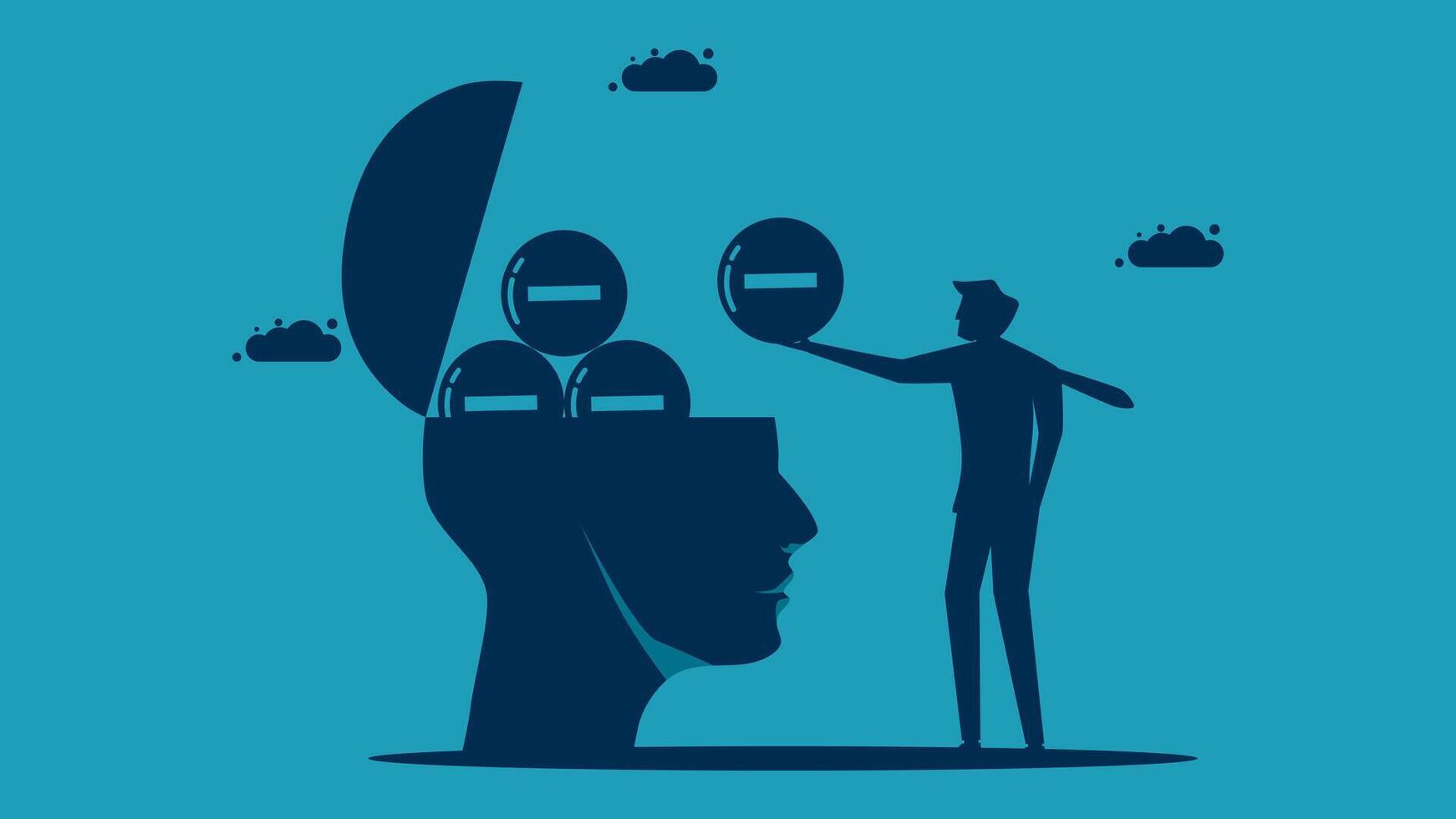 a man is holding a brain with a brain inside vector