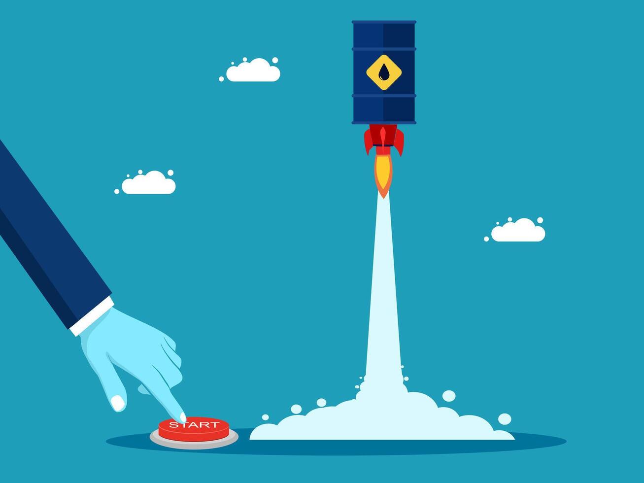 a hand pushing a button on a rocket vector