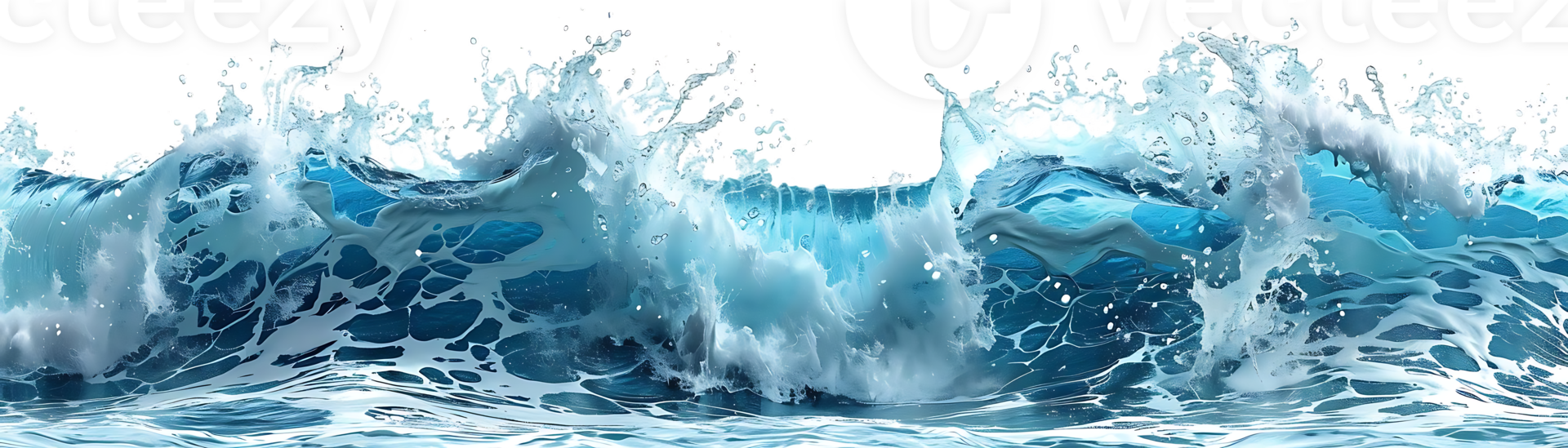 3D Render of Crashing Wave with Ocean Water and Foam png