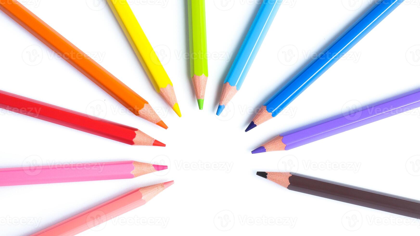 Color pencils close-up isolated on a white background photo