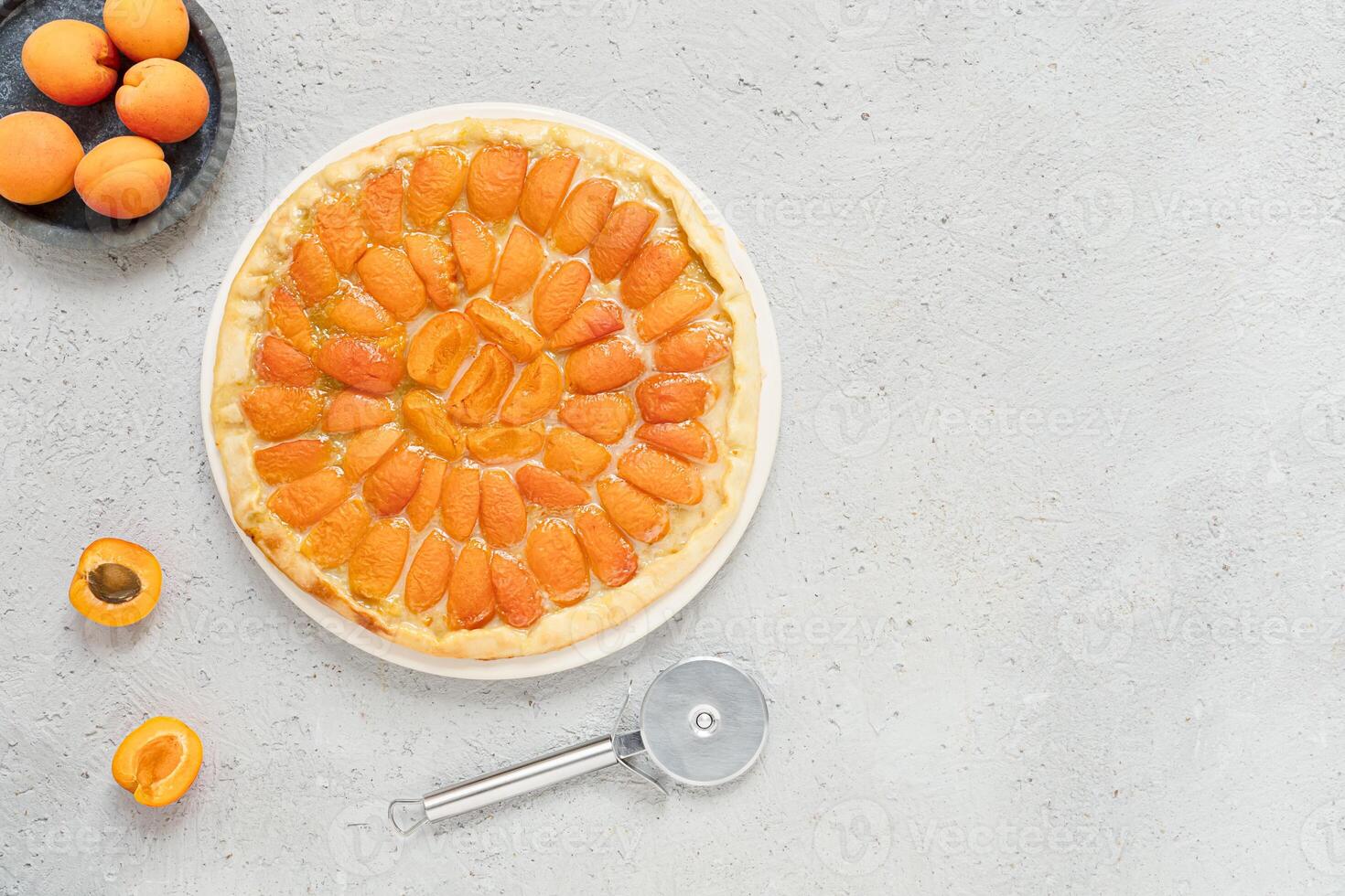 Fruit pizza and peaches photo