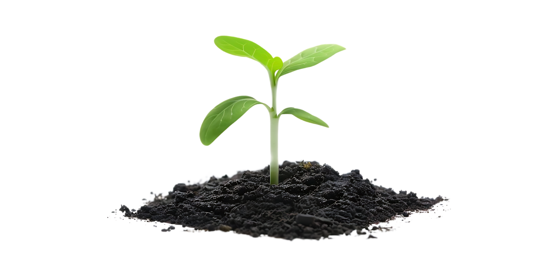 Green Plant Sprout Growing From Dark Soil - Realistic Photo png