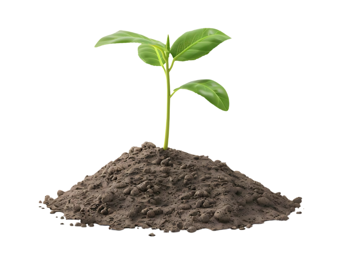 3D Illustration of a Green Plant Sprouting from Soil png