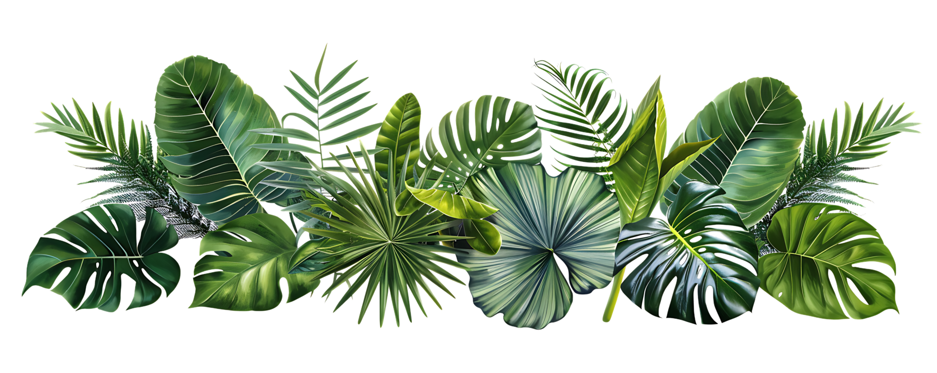 Tropical Leaf Illustration with Lush Green Foliage png