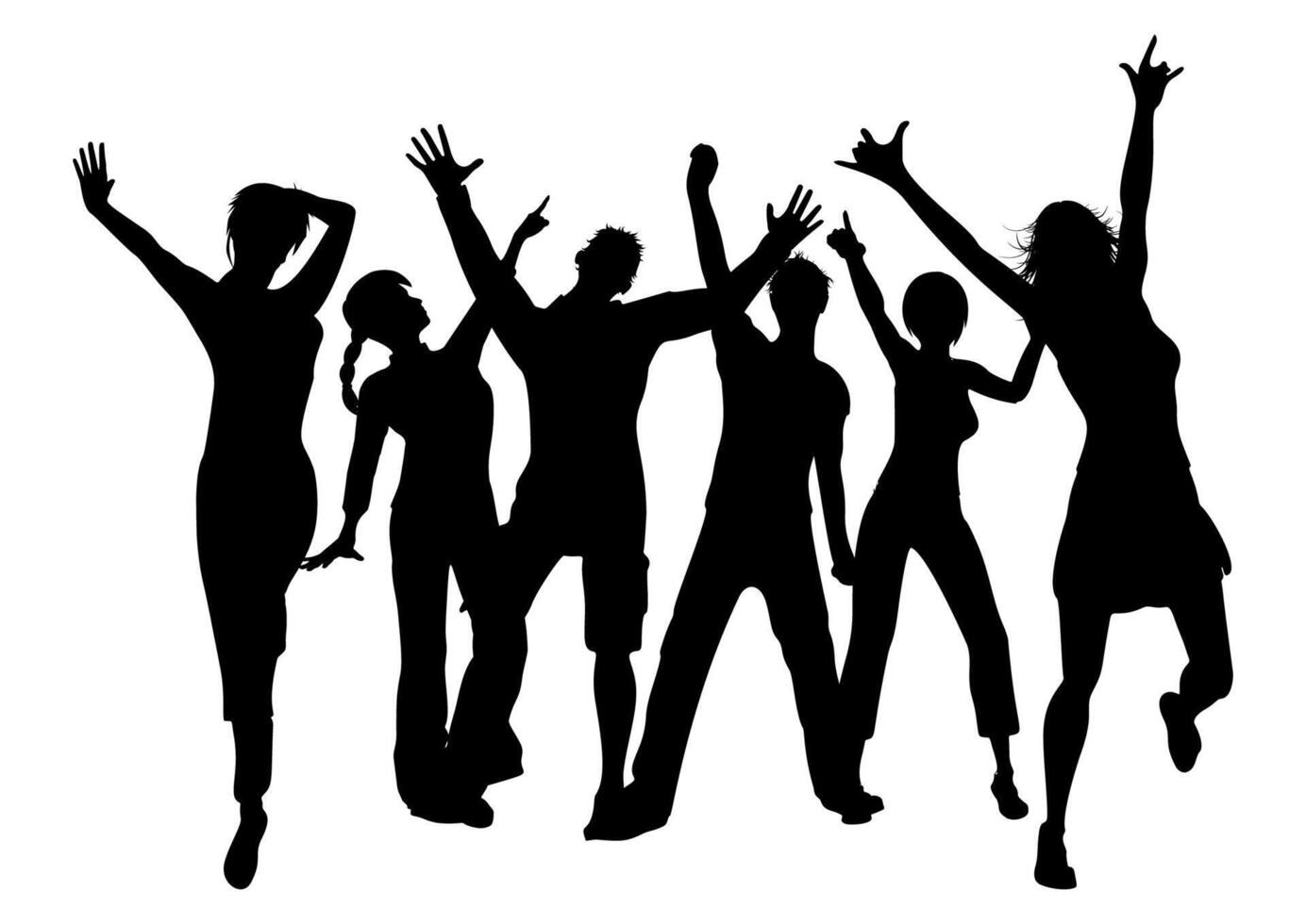 Silhouettes of people dancing on a white background vector