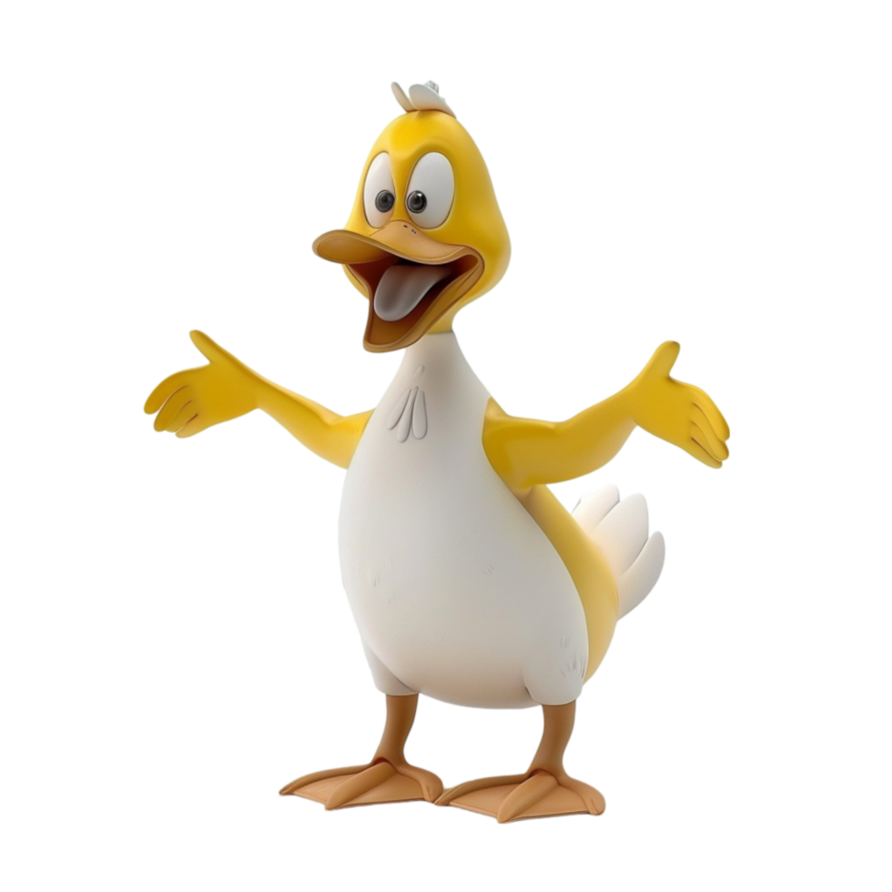 Cartoon Duck Standing on Feet On Transparent Background. png