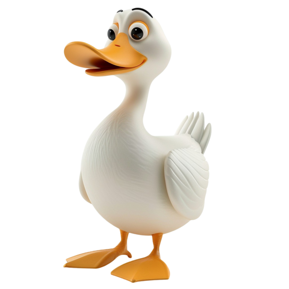 Cartoon Duck with Big Beak and White Beak On Transparent Background. png