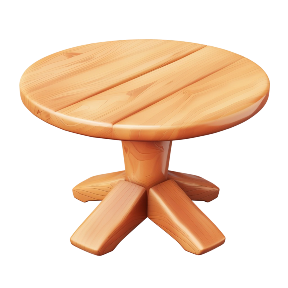 Wooden Table with Legs on Transparent Background. png
