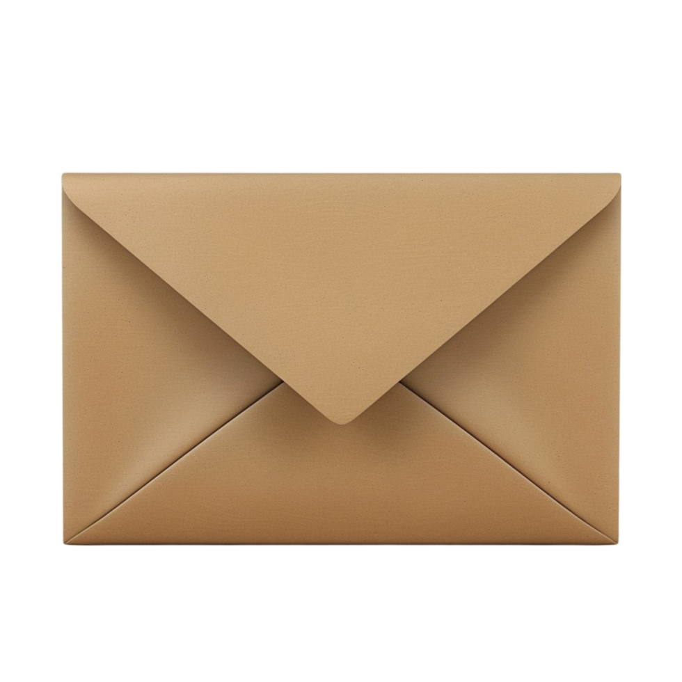 Brown Envelope on Transparent Background. png