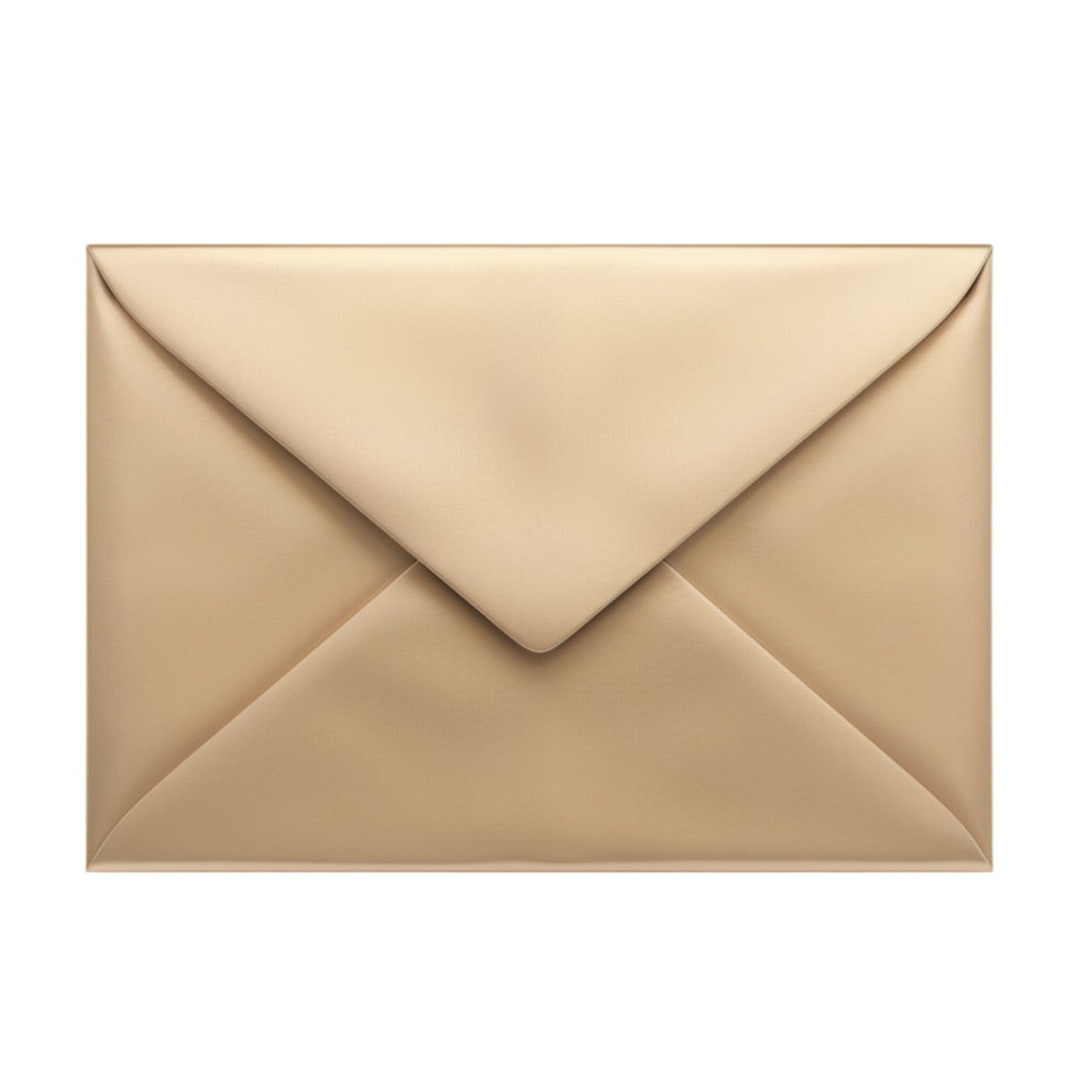 Gold Envelope on Transparent Background. png