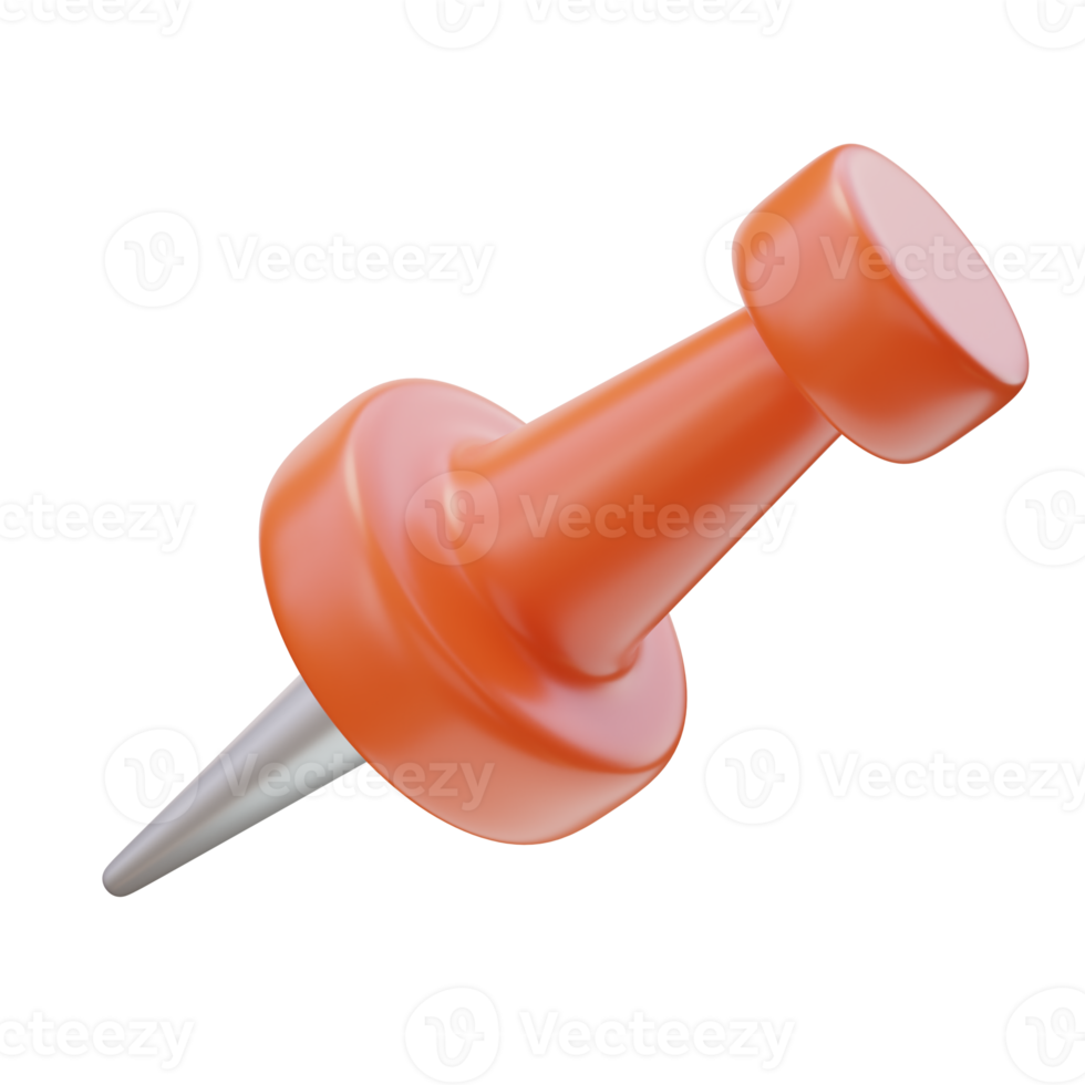 3D icon of Red Paper Pin. Office icon, Paper fastening item, Document management concept. Tool for attaching papers and organizing documents. 3D render illustration. png