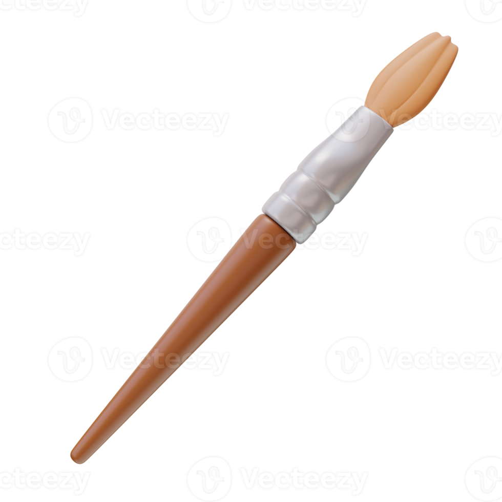 3D icon of Artist Paint brush. Artistic icon, Painting tool, Creative concept. Tool for artistic expression and painting. 3D render illustration png