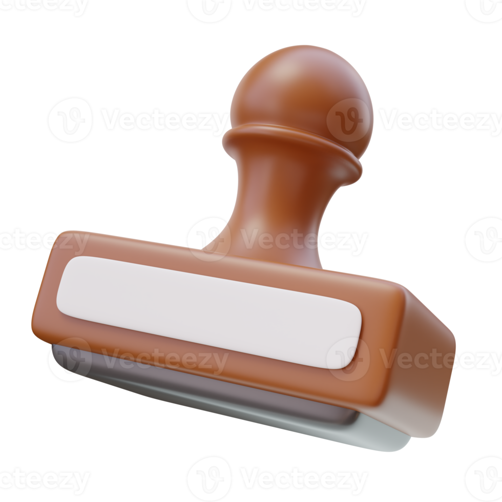 3D icon of Wooden Stamp. Office icon, Printing tool, Document verification concept. Tool for imprinting designs or text onto paper. 3D render illustration. png