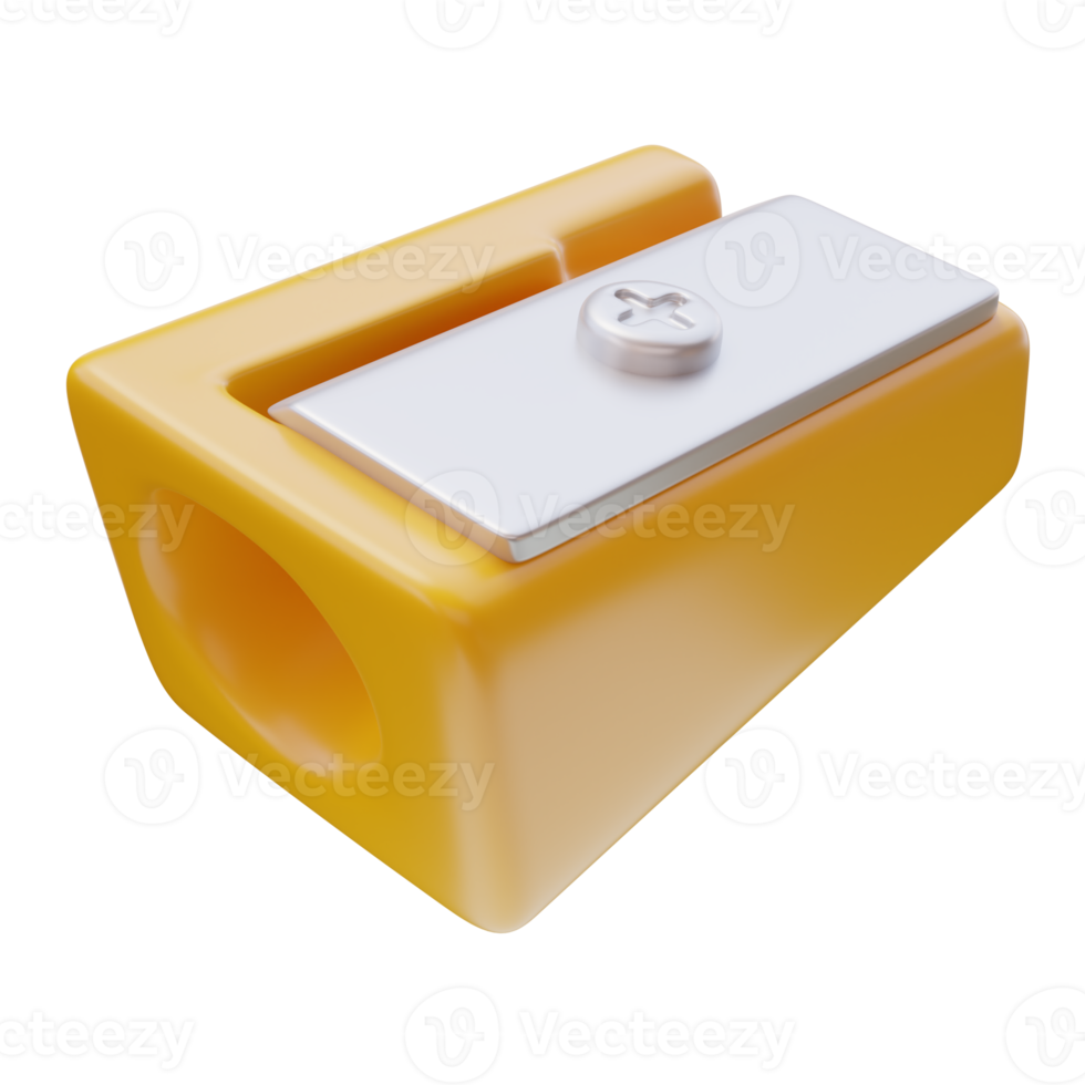 3D icon of green Sharpener. School icon, Pencil accessory, Education concept. Tool for sharpening pencils. 3D render illustration. png
