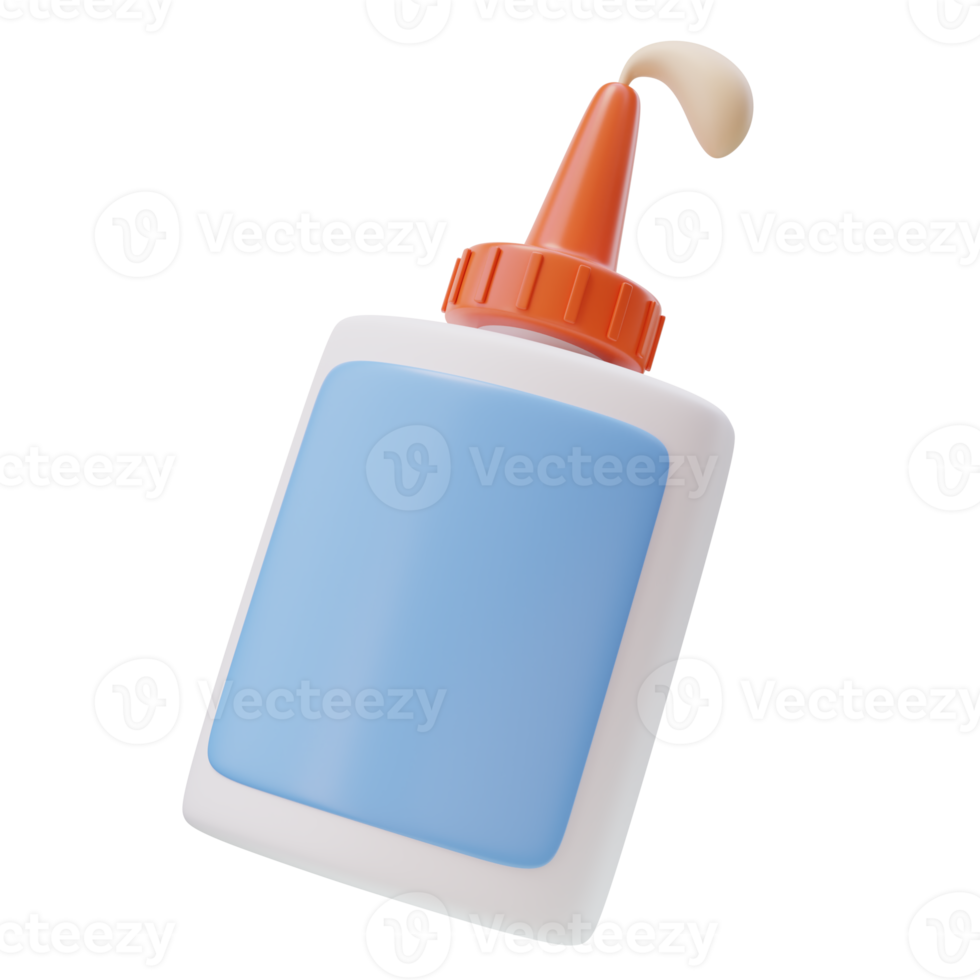 3D icon of a glue bottle. Adhesive icon, crafting item, stationery concept. Used for bonding materials concept. 3D render illustration. png