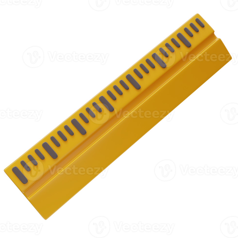 3D icon of Yellow Ruler. School icon, Measurement tool, Education concept. Tool for measuring lengths and drawing straight lines. 3D render illustration. png