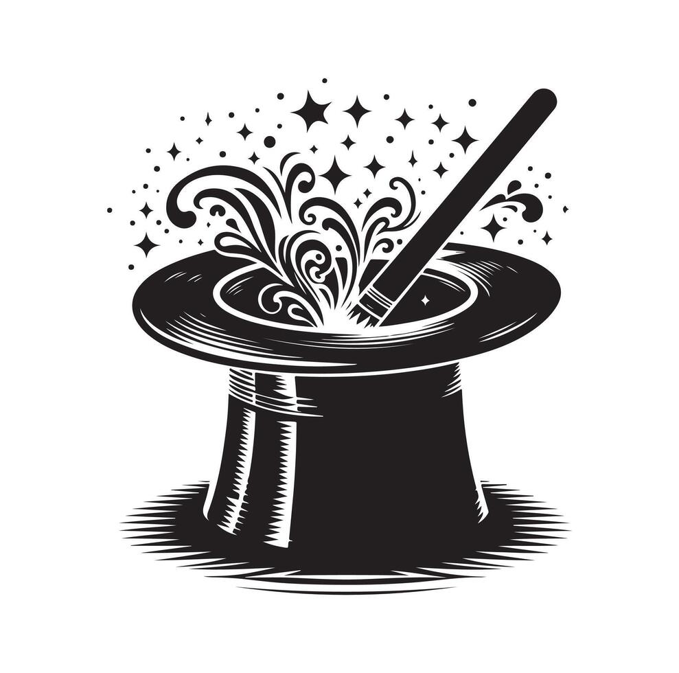 illustration of magician hat, art. vector