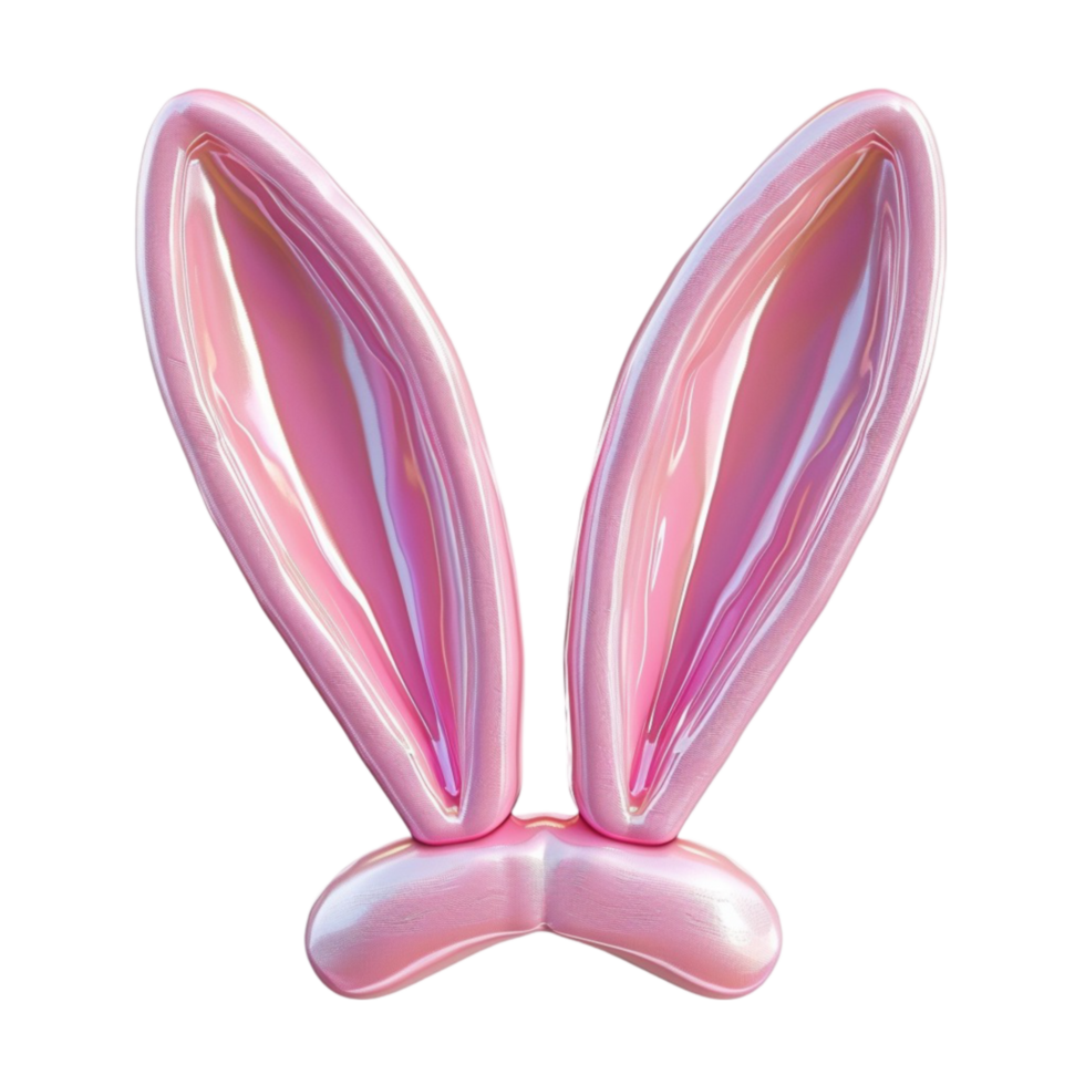 Pink Bunny Ears 3D Rendering on Transparent Background. png