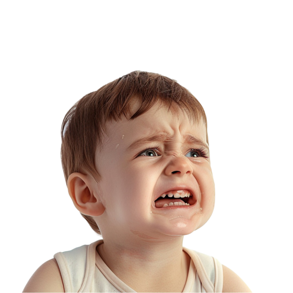 Crying Baby on Transparent Background. png