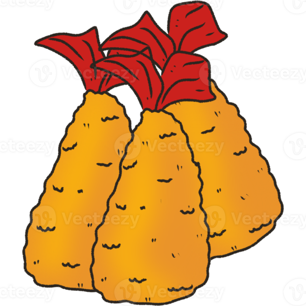The illustration of a shrimp tempura png