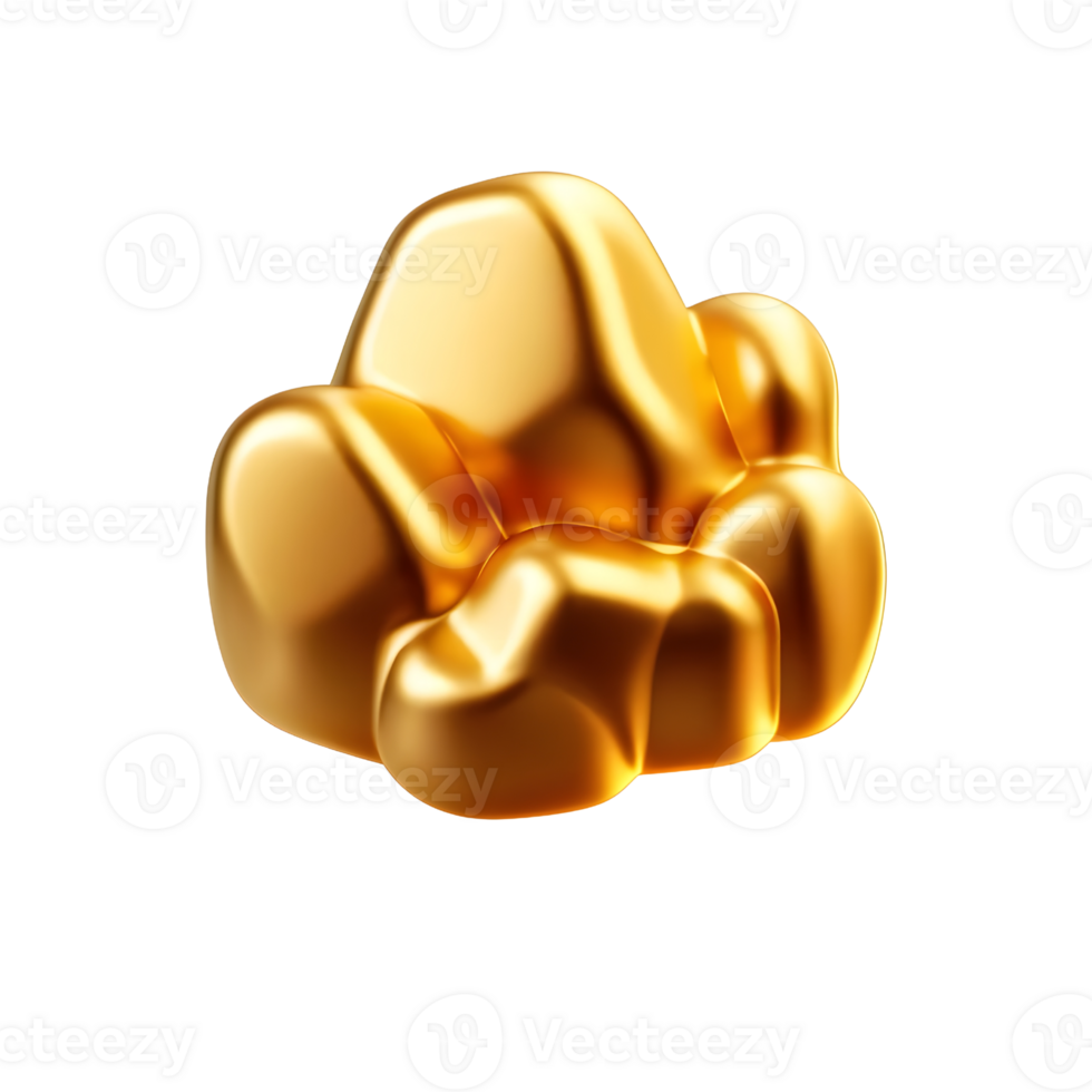 gold nugget golden color 3d icon illustration png