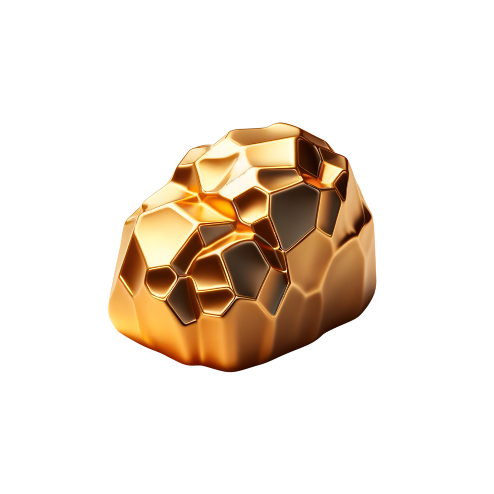 gold nugget in golden color 3d icon illustration png