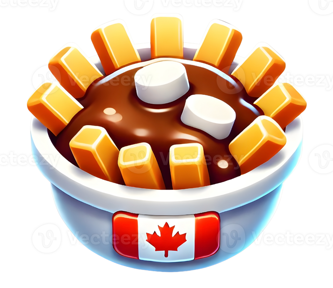 Poutine Canadian dish 3d icon food illustration png