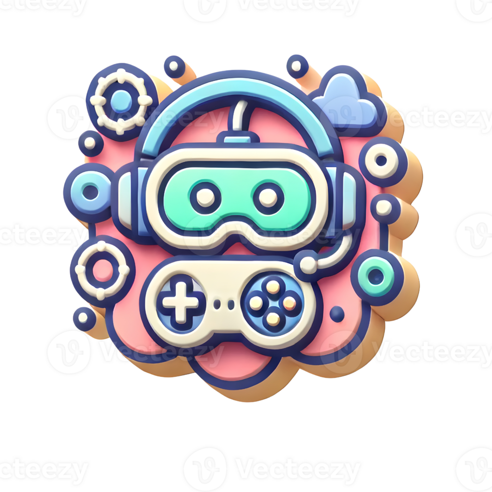 virtual reality headset 3d icon with gaming and esports theme png
