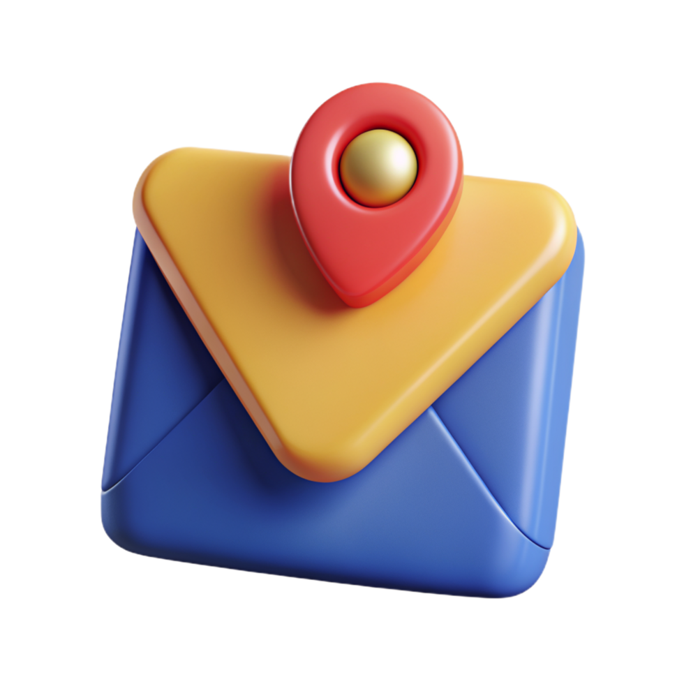 correo con alfiler marca 3d articulo png