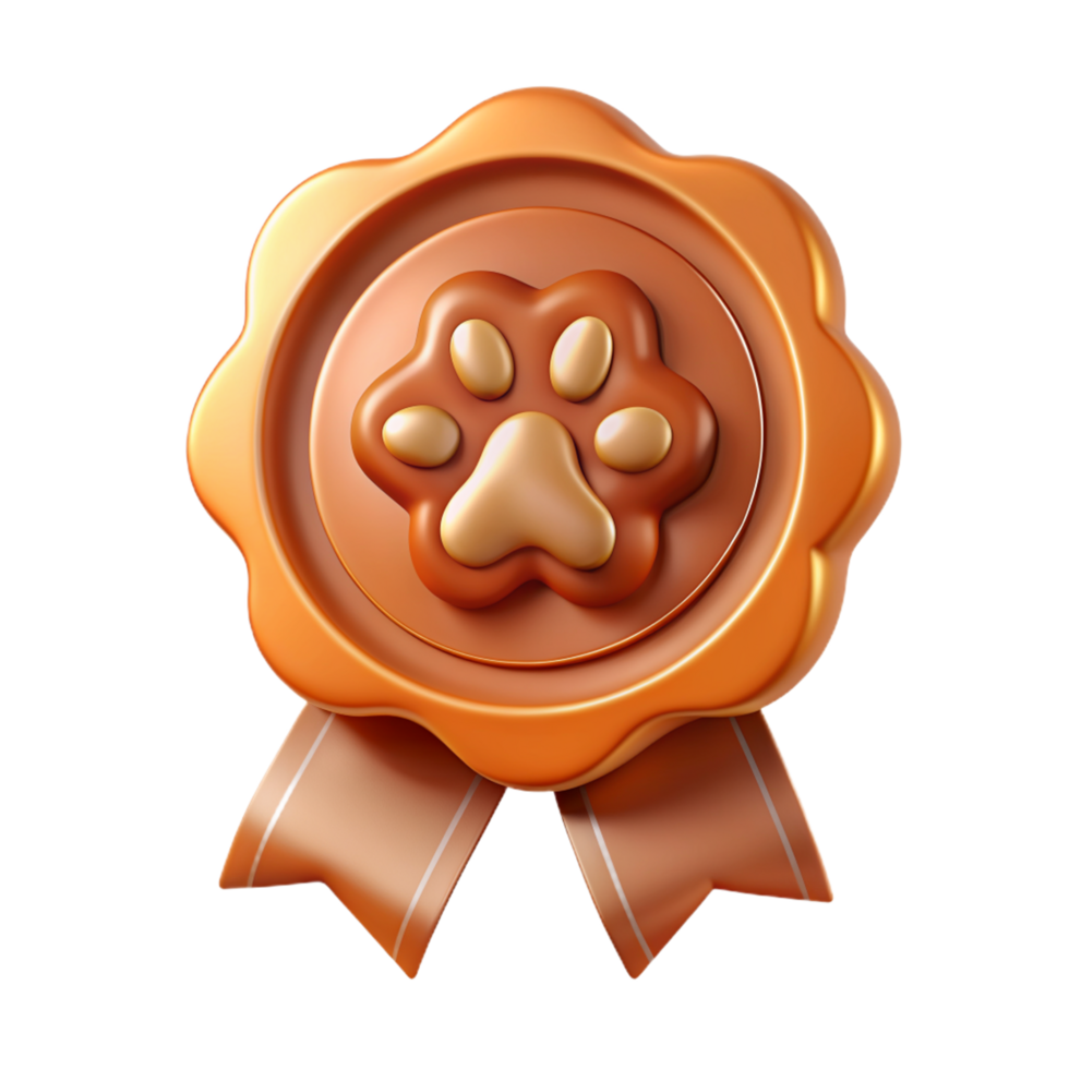 Bronze Medal with Paw Symbol 3d Item png
