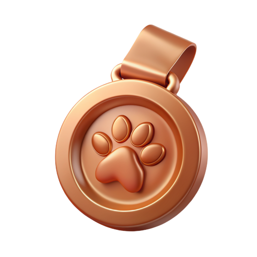 Bronze Medal with Paw Symbol 3d Icon png