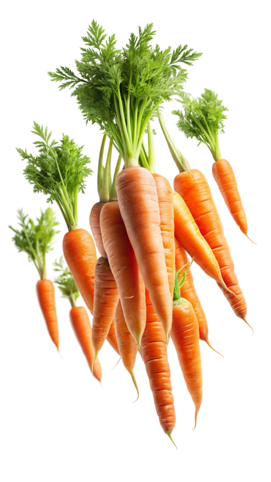 Fresh Flying Carrots Realistic Concept png
