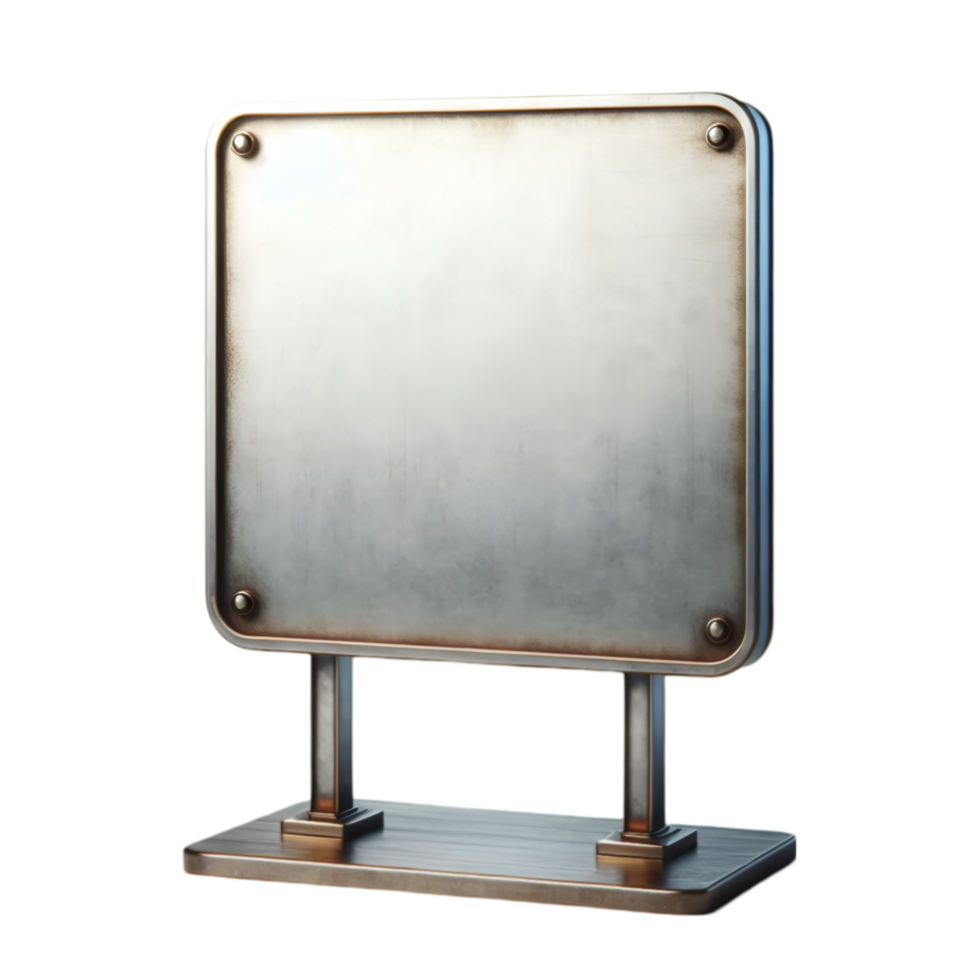 Metal sign on a stand isolated from background png