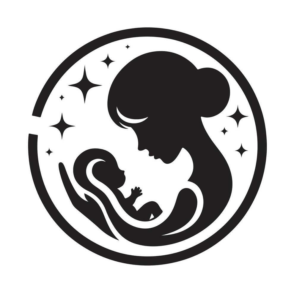 Mom and Baby logo design, Mom and baby logo template. illustration vector
