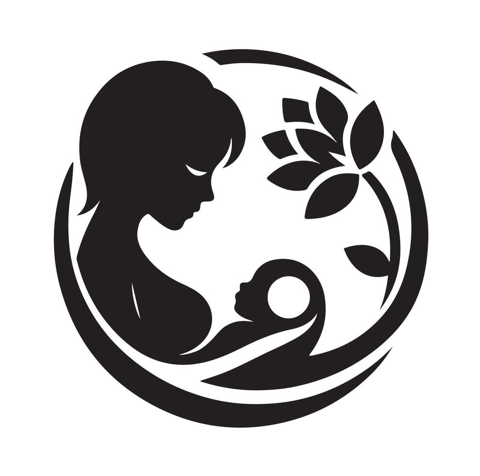 Mom and Baby logo design, Mom and baby logo template. illustration vector