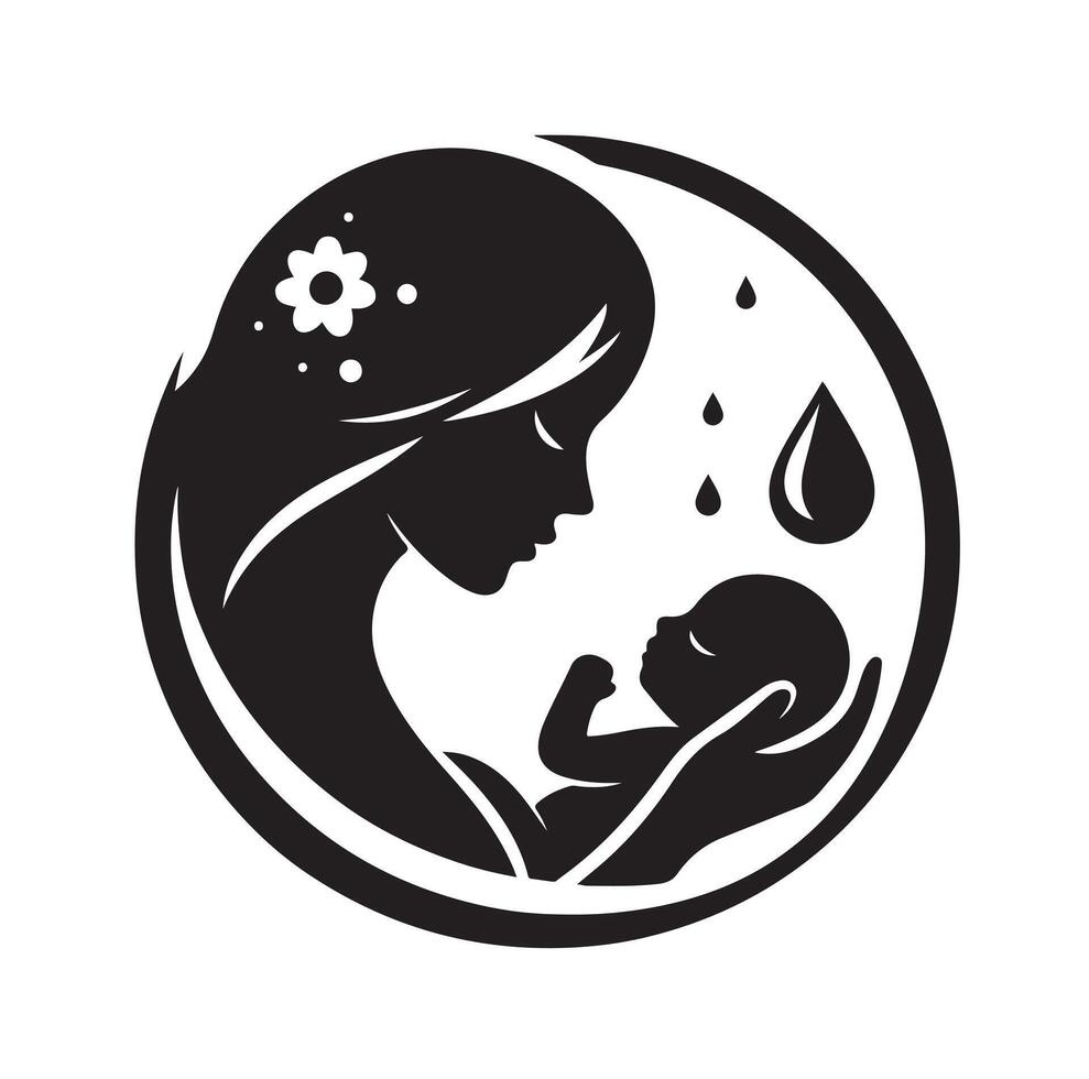 Mom and Baby logo design, Mom and baby logo template. illustration vector